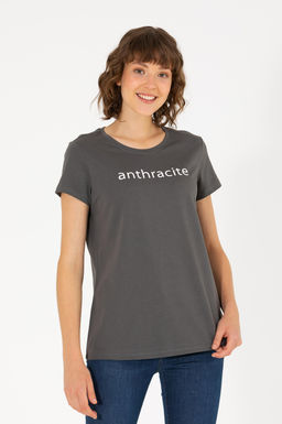 U. S. Polo Assn Женская футболка антрацитового цвета с круглым вырезом - U.s. polo assn фото 4