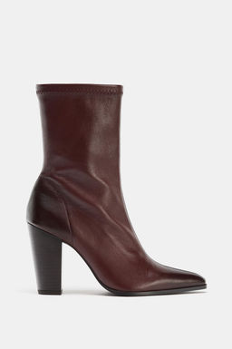 LEATHER -STYLE HEEL ANKLE BOOTS - Zara фото 3
