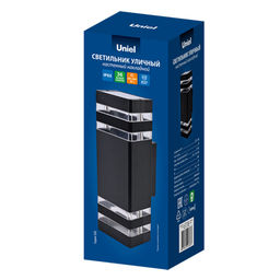 UUL-S18A 2x60W/E27 IP65 BLACK Светильник уличный, под две лампы Е27. Архитектурный накладной. Корпус черный. TM Uniel
