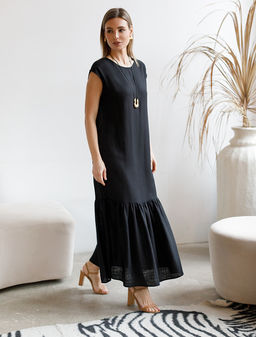 VILATTE / Платье с воланом изо льна с вискозой