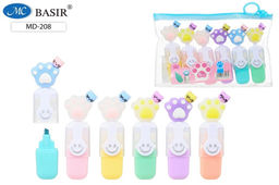 Набор текстмаркеров мини Basir "Лапки" 6шт. (MD-208) пастельные цвета, колпачки с фигурками