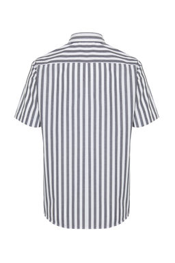 Gri Slim Fit Cizgili Gomlek K?sa Kollu TMNSS24GO00038 - Trendyolmilla фото 8