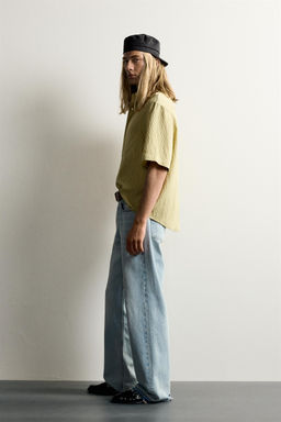 CAMISA BOXY FIT JACQUARD RAYAS / Amarillo - Zara фото 4