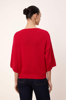 Wardrobe Essentials K?rm?z? Bisiklet Yaka Triko Bluz TWOSS26BZ00136