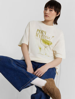 Футболка женская бежевая с принтом Martini - Mark formelle фото 5