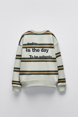 STRIPED SWEATSHIRT WITH SLOGAN - Zara фото 5