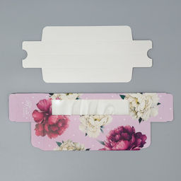 Цена за 5 шт. Коробка для макарун, кондитерская упаковка «Тебе с любовью», пионы, 5.5×18×5.5 см