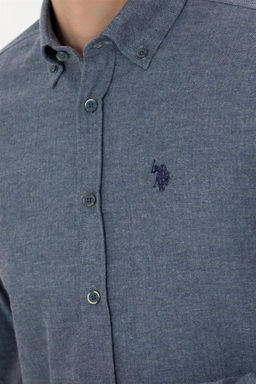 Мужская базовая рубашка цвета индиго с длинным рукавом - U.s. polo assn фото 7