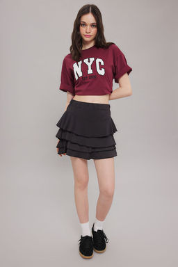 TRENDYOLMILLA Cok Renkli Leopar Bask?l? Etegi F?rf?rl? Mini Esnek Orme Etek TWOSS25ET00088  фото 2