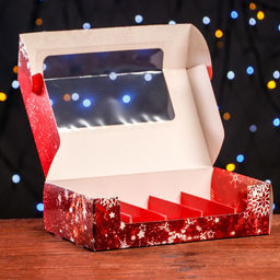 Цена за 2 шт. Кондитерская упаковка под 5 эклеров «С Новым годом», 25.2×15×6.6 см