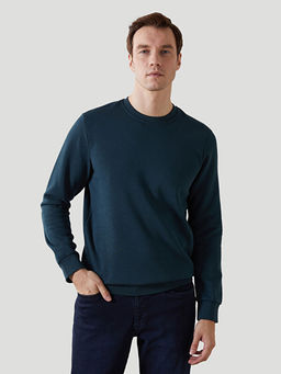 Bisiklet Yaka Uzun Kollu Bask?l? Erkek Sweatshirt