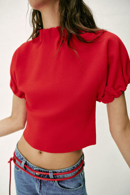TOP PUNTO FRUNCES / Rojo - Zara фото 4