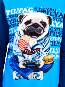 Пижама "Мопс",синий