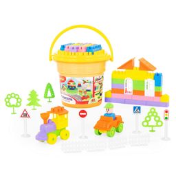 Конструктор Строитель (68 элементов) (в ведре Макси с крышкой) - Полесье фото 5