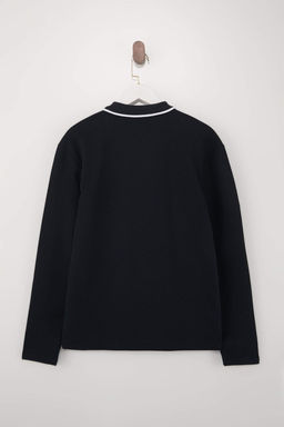 Siyah Loose Fit Dokulu Yaka Cizgi Detayl? Fermuarl? Polo Yaka T-shirt TMNSS26PO00003 - Trendyolmilla фото 6