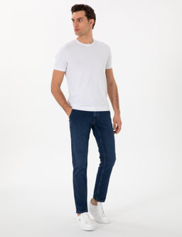 Lacivert Slim Fit Pamuk Kar___ml_ Jean Pantolon