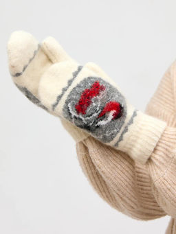 Варежки женские Снегирь в рамке КРУГ 3445-1 - Рассказовские варежки фото 4