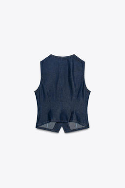 Z1975 DENIM WAISTCOAT WITH GOLD BUTTON - Zara фото 6