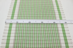 Холст полотенечный Салатово-бежевая клетка с белой полоской, ш.0.5м, лен-30%, хл-70%, 140 гр/м.кв - Купава фото 4