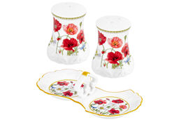 Набор д/специй 2 пр.  Маки 16,5*9*7,5 см на подставке NEW BONE CHINA - Elan gallery фото 5