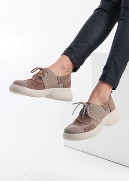 Полуботинки 205.927be. ваниль серо коричневый замша