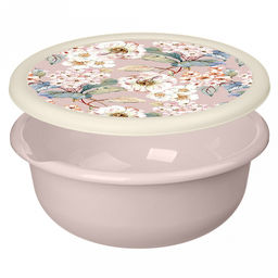 "Modena" Миска пластмассовая 3,2л, д26см, h10см, бежевый, с крышкой, с декором (Россия)