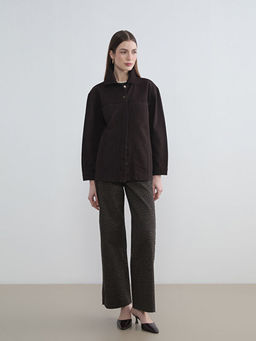 G?mlek Yaka Oversize Kad?n Jean Ceket