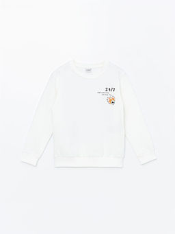 Bisiklet Yaka Bask?l? Uzun Kollu Erkek ?ocuk Sweatshirt - Waikiki фото 2