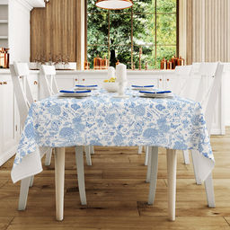 Жозефина, синий Скатерть 180х145см, длина стола до 140см, на 6 персон, хлопок Премиум 186г/м2, Домашняя мода (Россия)