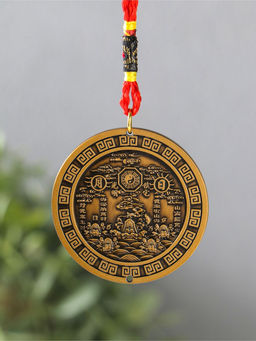 Цена за 2 шт. Подвеска металл, текстиль "Ба-гуа. Инь-ян, солнце и луна" 2 стороны 5,2х5,2х0,3 см