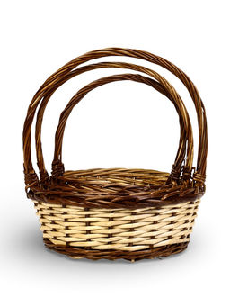 Корзина плетёная для хранения Avana, с ручкой, бежево-коричневая, набор 3 шт.