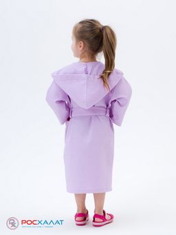 Детский вафельный халат с капюшоном сиреневый В-07 (18)