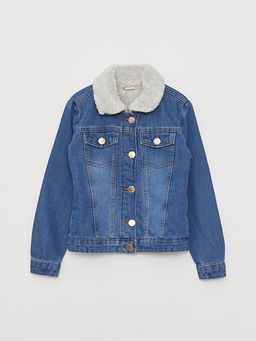 G?mlek Yaka K?z ?ocuk Jean Ceket