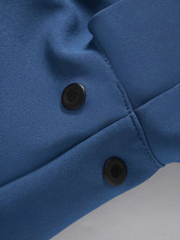 Парка женская софтшелл виндстоппер удлинённая с капюшоном синего цвета 9618_1S