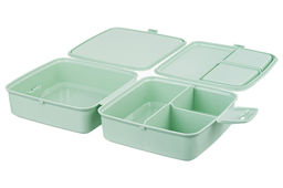 Ланч-бокс 1,2 л 15*15*9 см Бенто Сова в перьях + вилка и ложка, фисташковый (модель 487) - Elan gallery фото 7