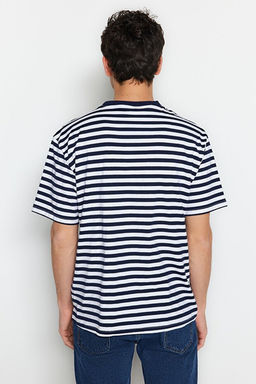 Lacivert Oversize/Geni_ Kesim _izgili K_sa Kol T-Shirt TMNSS20TS0511 - Trendyolmilla фото 2