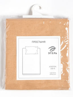 Простыня Этель 200х215, цвет бежевый, 100% хлопок, бязь 125г/м2  фото 10