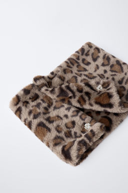 ANIMAL PRINT FAUX FUR COLLAR - Zara фото 3