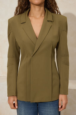 Haki Fitted/Vucuda Oturan Dokuma Astarl? Vatkal? Blazer Ceket TWOSS26BC00008 - Trendyolmilla фото 5