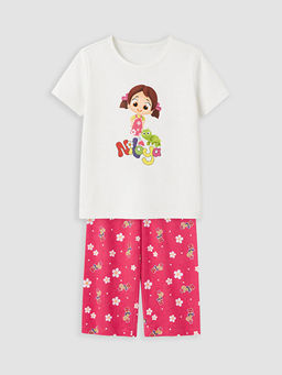Niloya Bask?l? K?z ?ocuk ?ortlu Pijama Tak?m?