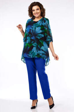 Костюм Элль стиль 2263/2 мультиколор принт/василек  фото 4