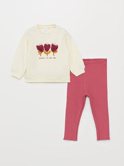 Bask?l? Bisiklet Yaka K?z Bebek Tak?m