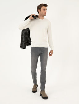 Ekru Slim Fit Bisiklet Yaka Basic Triko Kazak - Pierre cardin фото 4