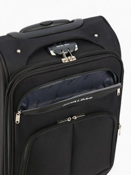 Чемодан на колёсах Royalbag маленький 46 л (S), на молнии, с увеличением, кодовый замок, 4 колеса, чёрный
