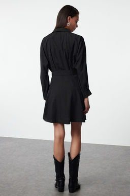 TRENDYOLMILLA Mavi Kusakl? Cizgili Mini Dokuma Gomlek Elbise TWOAW25EL00154  фото 5