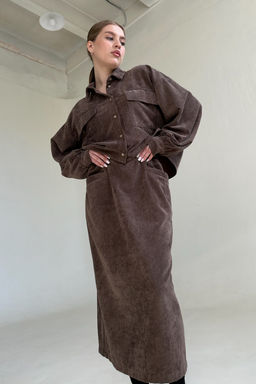 Рубашка вельвет 080/02/Коричневый - M&G all natural фото 6