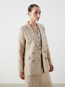 %100 Keten Kad?n Blazer Ceket