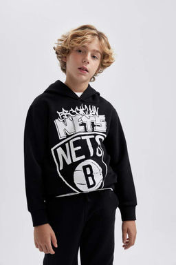 Толстовка с капюшоном для мальчиков NBA Brooklyn Nets - Defacto фото 6