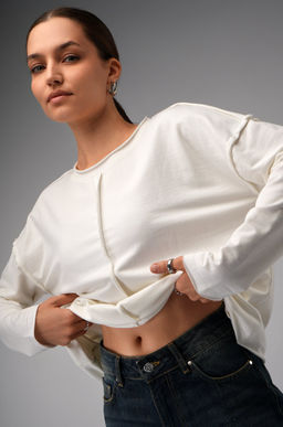 Женский лонгслив оверсайз из футера двухнитки Happyfox