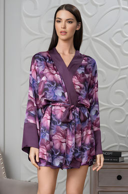 Gabriel 4529 Длинный запашной халат Mia-Amore с широким длинным рукавом